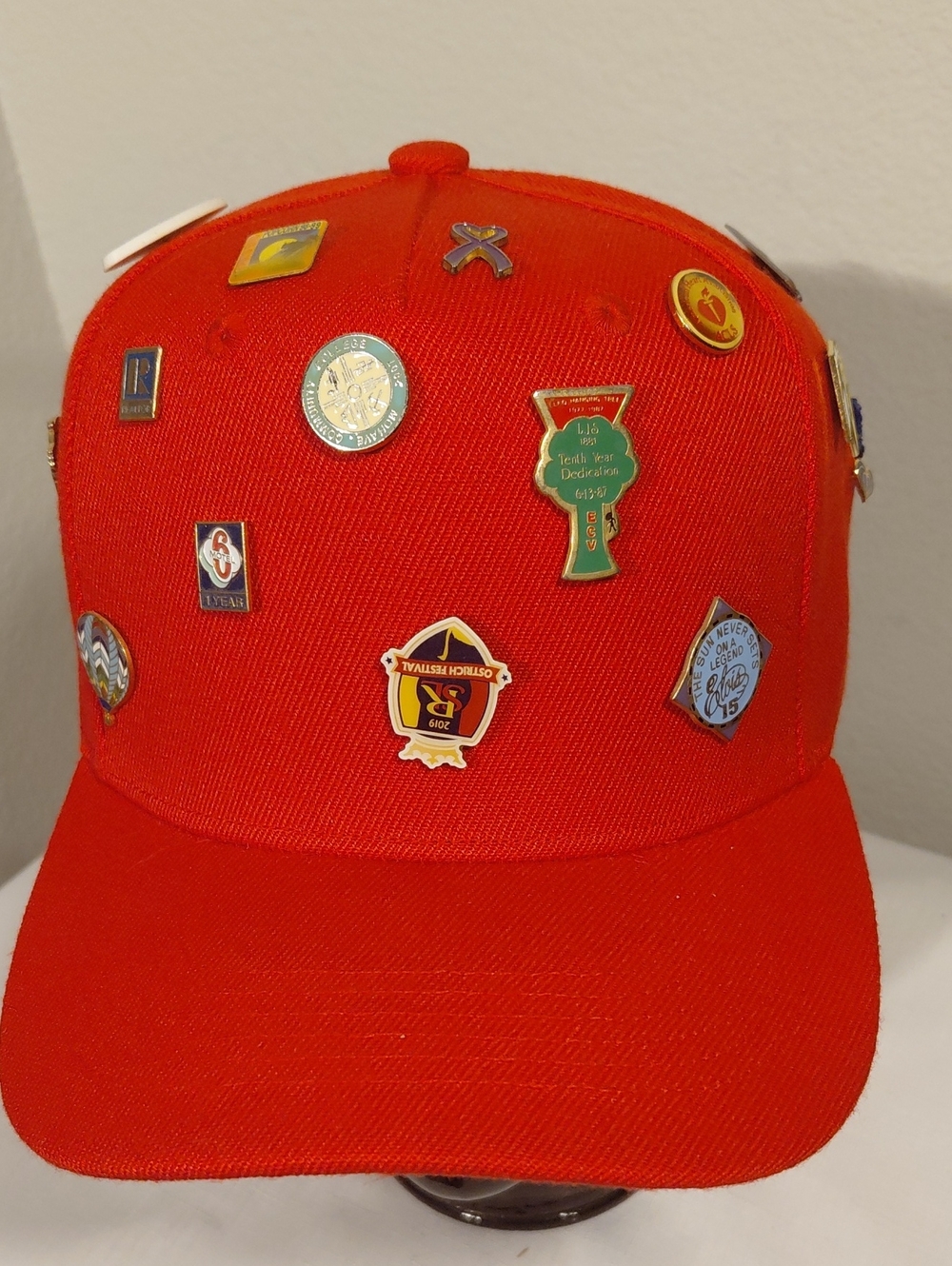 Red Pin-Covered Baseball Cap